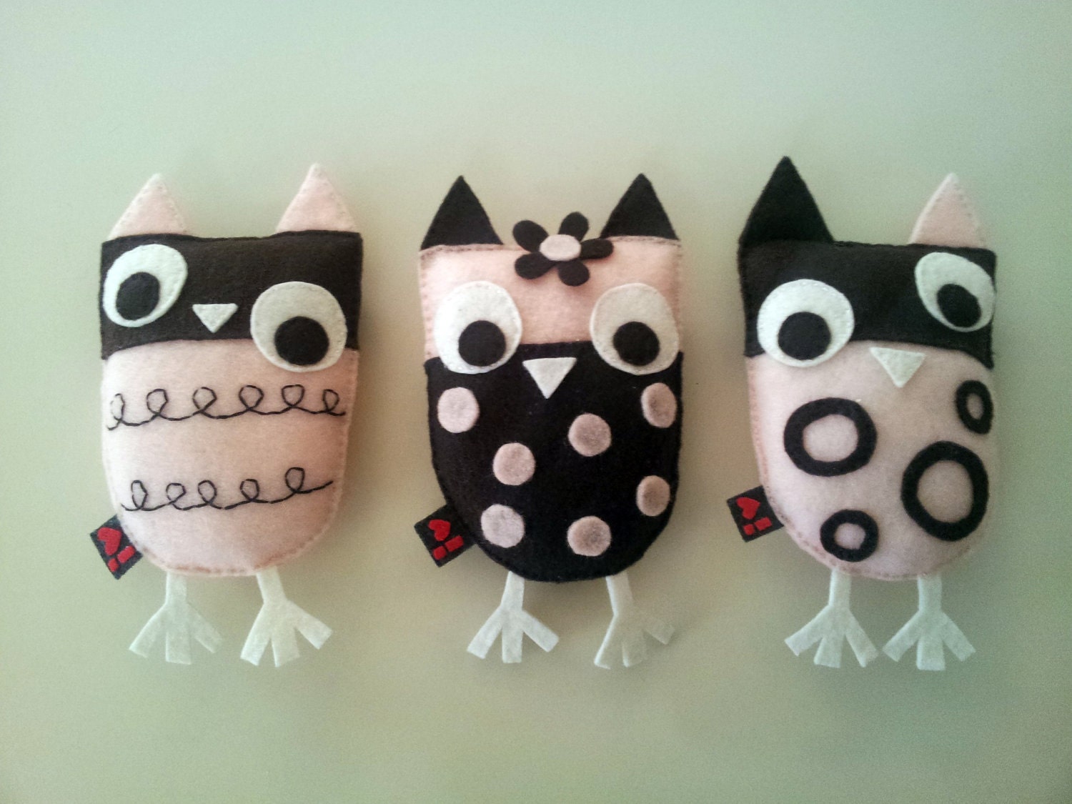 SET OF 3 Eco Felt Owl Softies Plushies Toddler Toy Gift