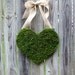 SALE Moss Covered Wood Heart with Burlap Bow.