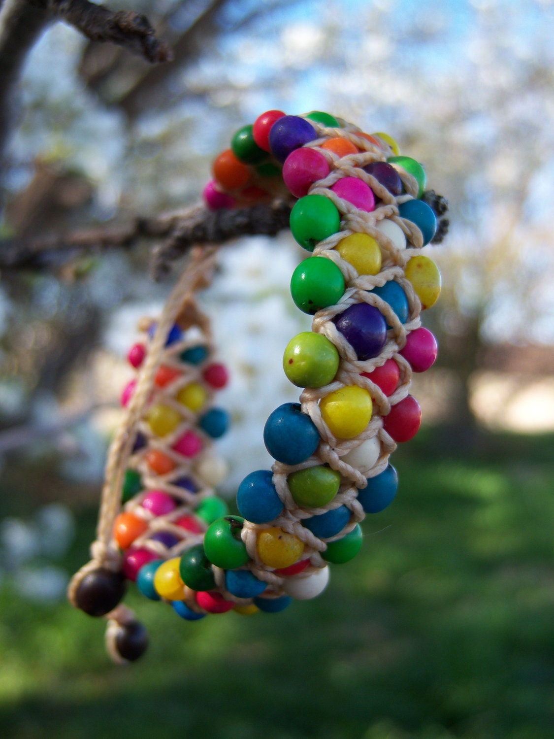 Colorfully acai seeds Bracelet/ Spring bracelet