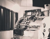 Black and White Cash Register Photograph. Industrial Diner Cash Register. Fine Art Photography 5x7 Print