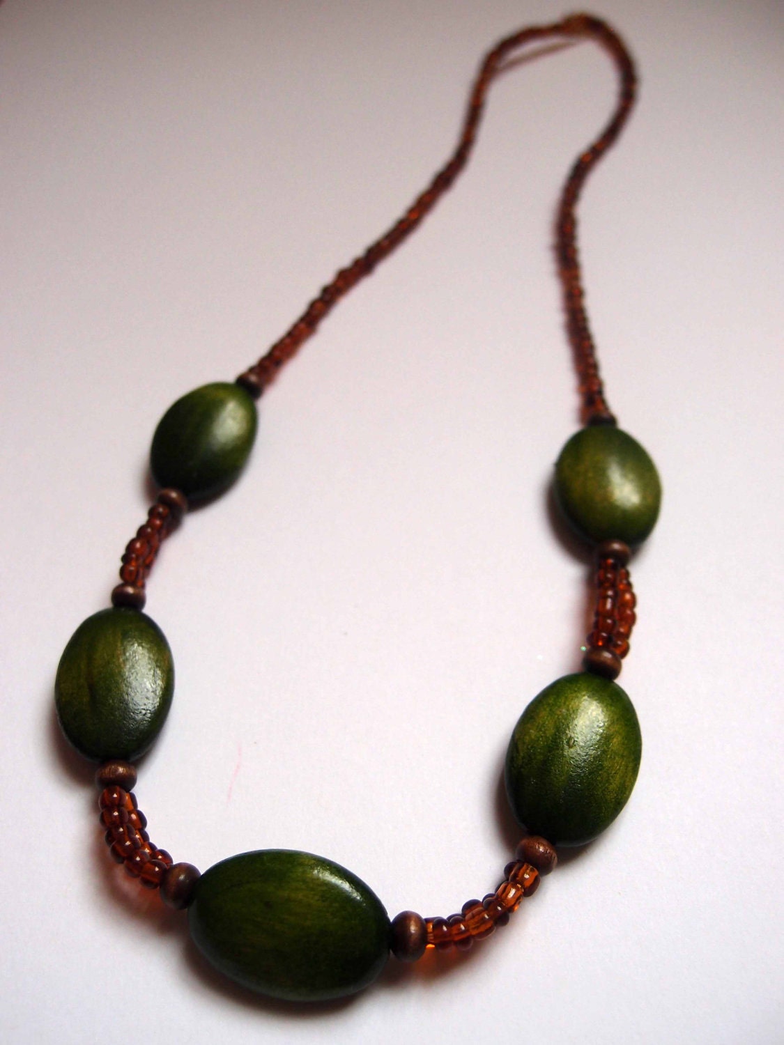Olive Bead/Seed Bead Necklace