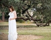 Maternity Prenatal Dress Ruffles Bows Bridesmaid Maxi Bridal Wedding Patisserie Ball Gown Custom Order Ivory or White Vintage Inspired