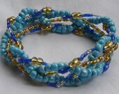 Blue Waves 5 Strand Beaded Stretch Bracelet - Will Custom Make to Size