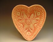 Vintage Styled Stoneware Heart Dish Valentine's Day Jewelry Bowl Love Red Romantic Victorian Heirloom