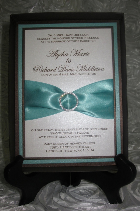 The Alysha - Tiffany & Chocolate Keepsake Box Wedding Invitation Suite