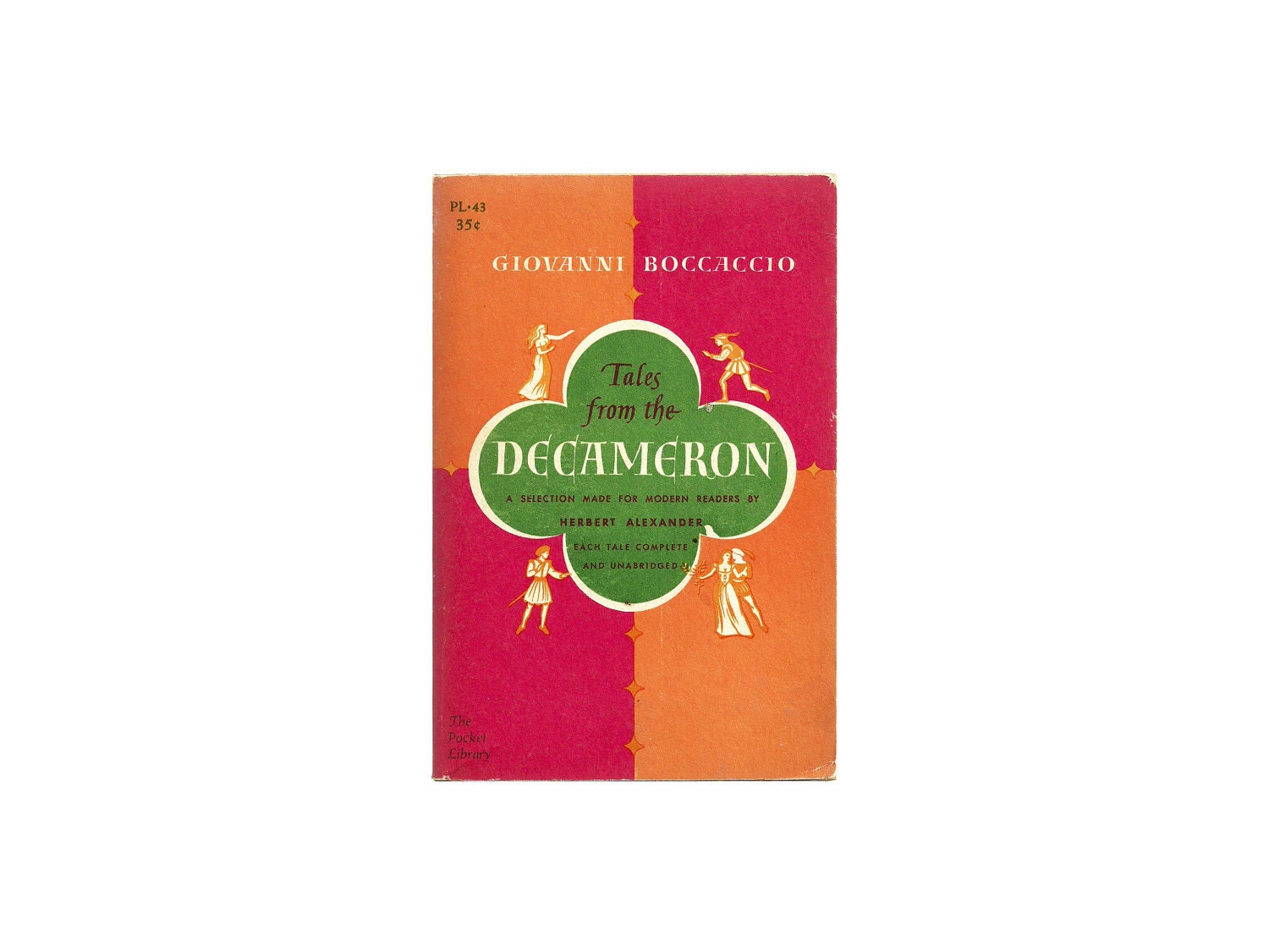 Tales from the Decameron - Boccaccio - Vintage Orange Pink Fuchsia Book 1950's