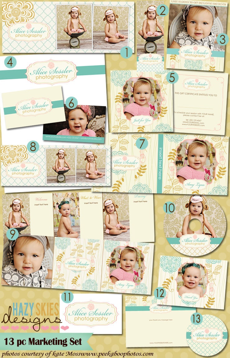 13 Pc. with LOGO Photography Marketing Set Templates. Photography Branding