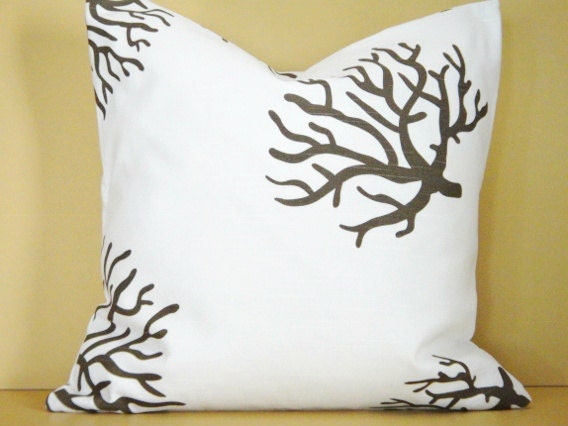 Sea Coral Pillow Covers Brown Cream Decorative Pair 18x18