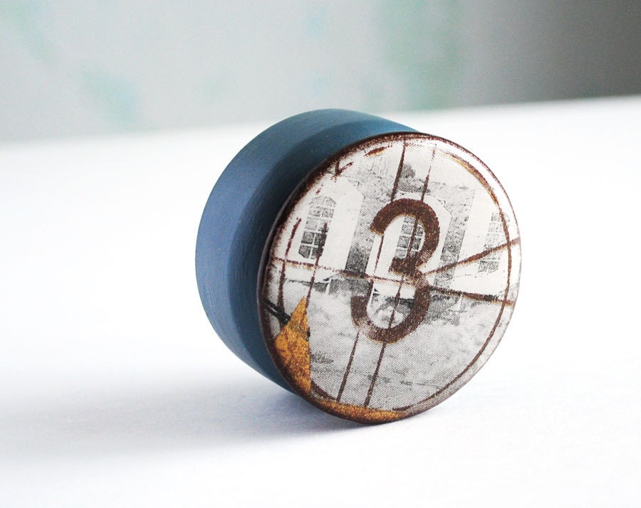 Number 3 wooden box for jewelry in vintage style - home decor, party, dark blue, gray, trinket box for her for girl  - made to order
