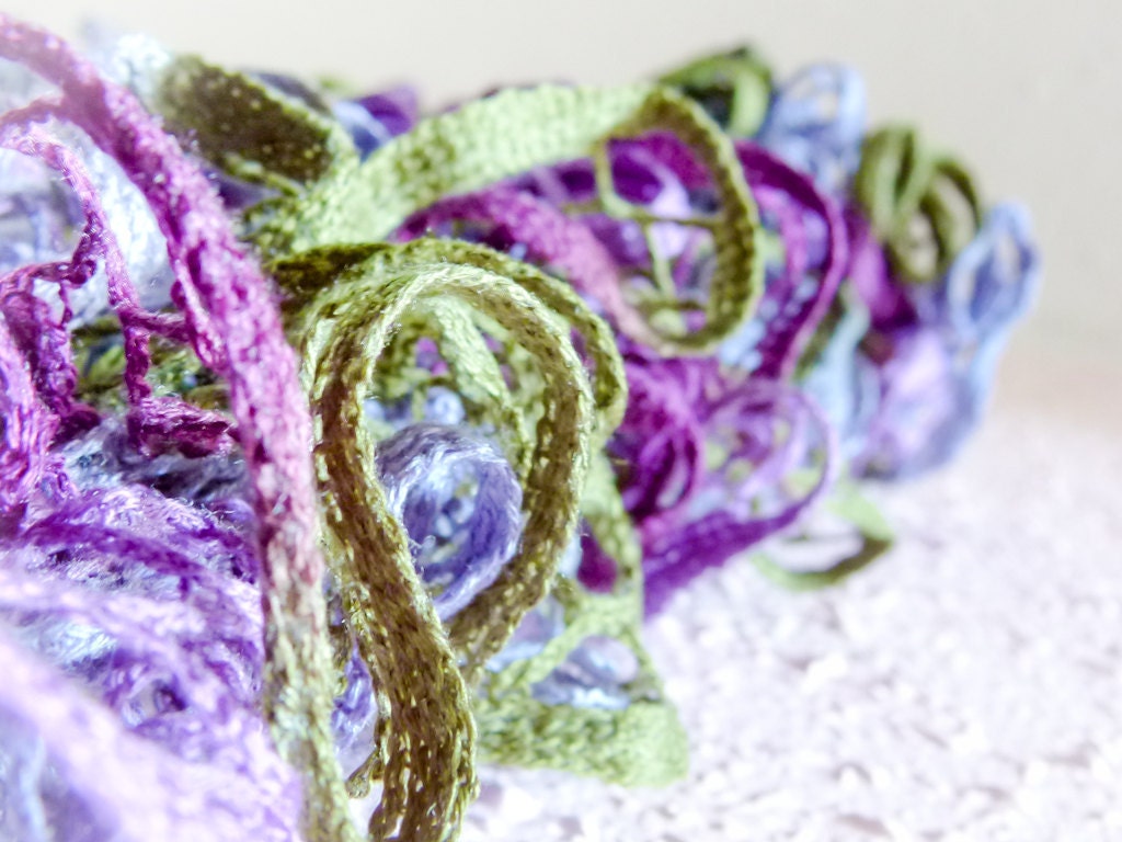 Summer Spring fashion ruffle lacy scarf  purple green blue