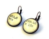 ANIMALS - Dewey Decimal Vintage Card Catalog Brass or Silver Lever Back Earrings