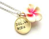 Neon Pink White Frangipani Plumeria Flower Sterling Silver Dewey Decimal Library Necklace