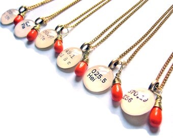 Bridal Package Glass Drop Dewey Decimal Vintage Card Catalog Necklace Set of 6