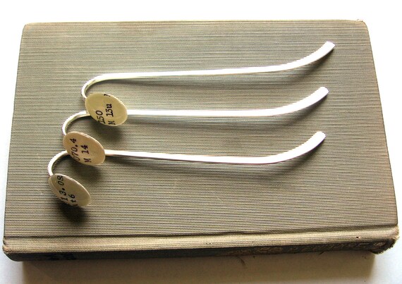 Custom Wedding Party Gifts Dewey Decimal Bookmark Silver Shepherds Hook Monogrammed Set of 6 (six)