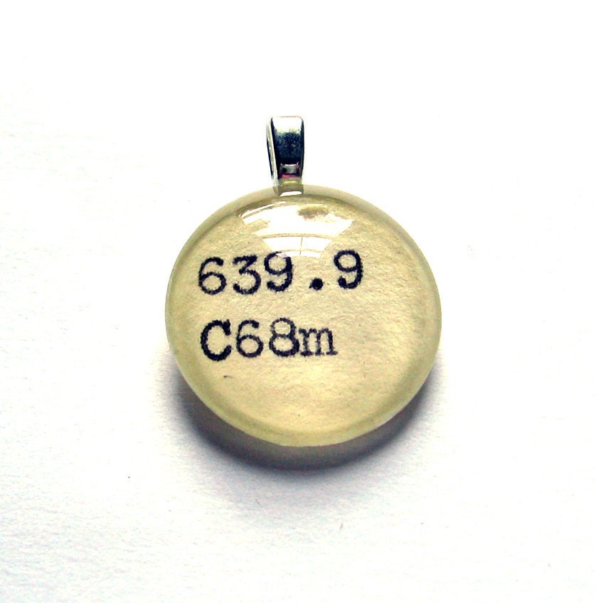 Dewey Decimal Vintage Card Catalog Men's Glass Necklace Men's Jewelry