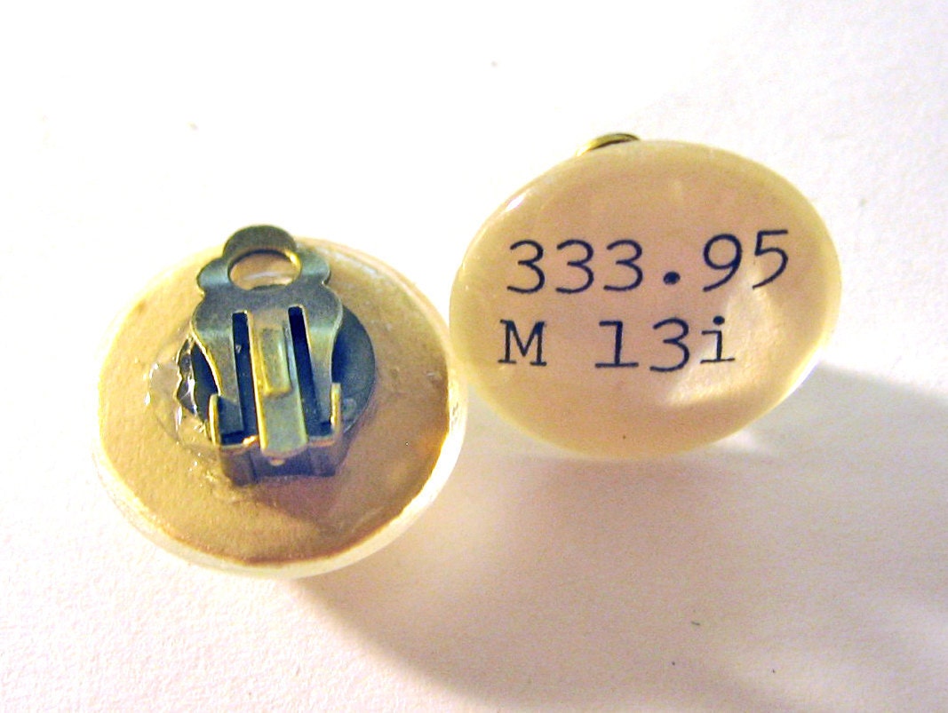 Dewey Decimal Vintage Card Catalog Clip On Earrings