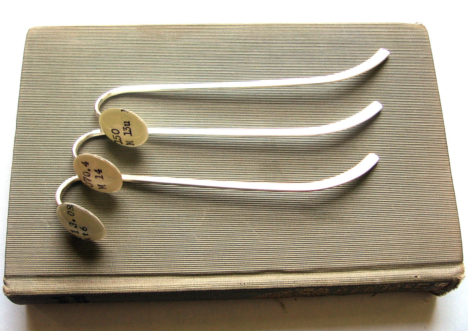 Custom Wedding Party Gifts Dewey Decimal Bookmark Silver Shepherds Hook Monogrammed Set of 6 (six)
