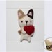 Pudding Cat - needle felted wool brooch, crystal bead