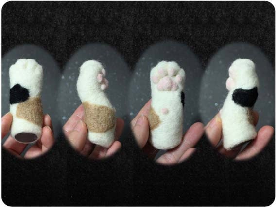 Cat hand paw Magnet- needle felted wool
