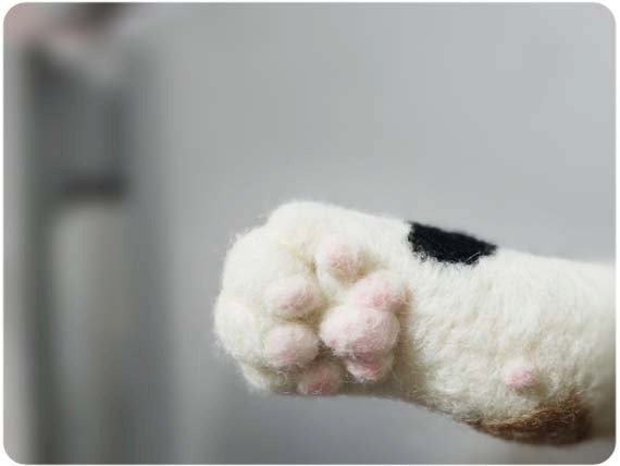 Cat hand paw Magnet- needle felted wool