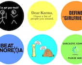 Trendy Silly Phrases Bottle Cap Images Digital Collage Sheet 1 inch circles (119) Instant Download