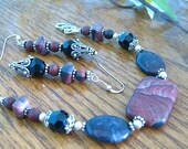 Jasper, Swarovski Crystal and Sterling Bracelet and Earring Set