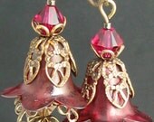 Nature and Vintage Inspired Hand Dyed Lucite Earrings -Ruby Lips