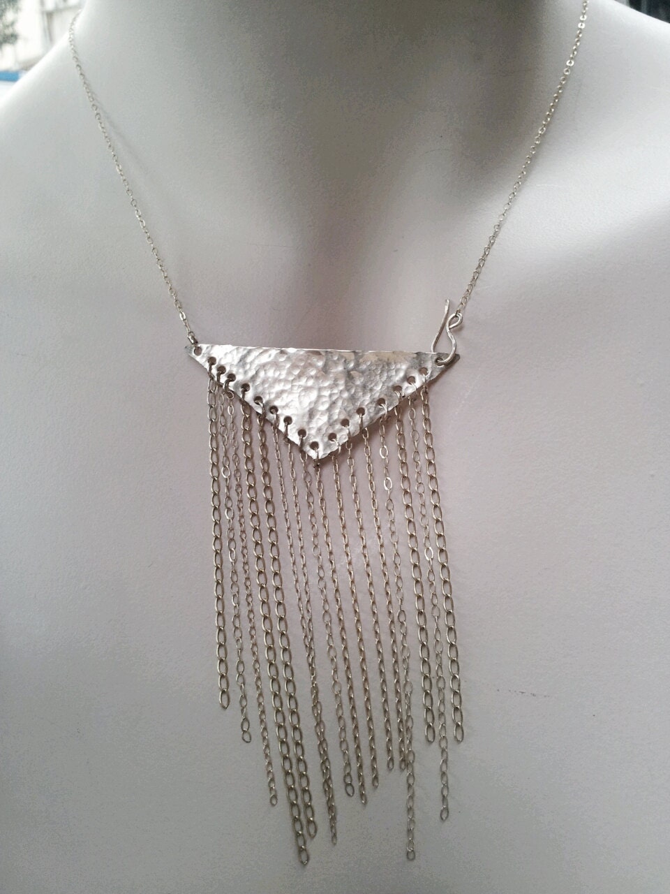 Statement necklace - Gold Triangle, geometric 14K Gold filled necklace, gold or Silver, unique gift for her, unique necklace,Metal work