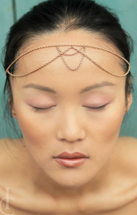 Brides Crown Headband -Rose Gold Plated Chain