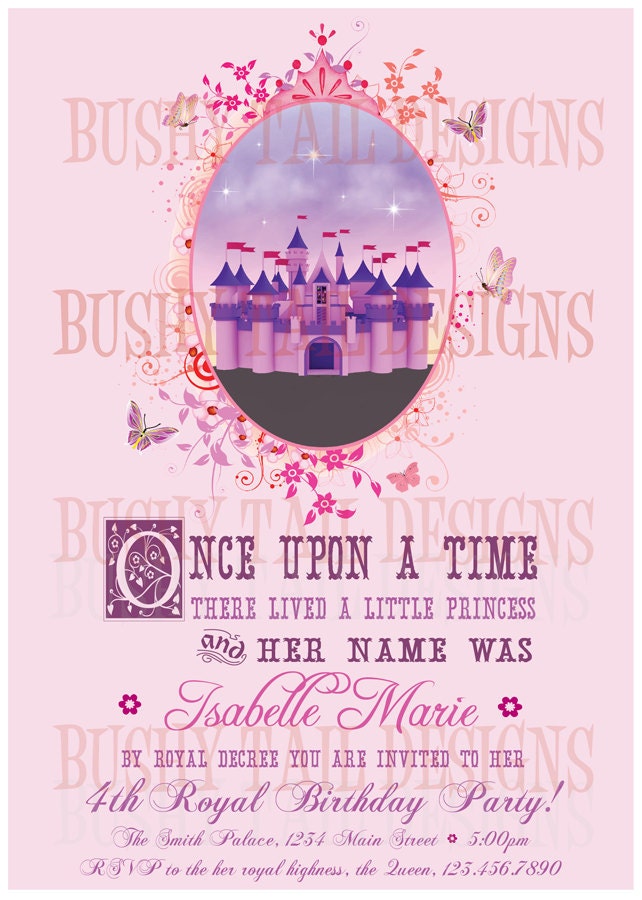 Princess Castle Birthday Party Invitations