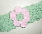Little girls headband, girls headband, headband, yellow headband with flower, little girl's green headband
