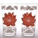 SALE Drinking Glass Tumblers with Coral Flower Design Pair of 2 1950s 1960s VINTAGE