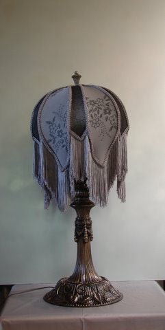 Victorian Elegant Style,  One of A Kind Lampshade w/ Base - "Evening in Paris"