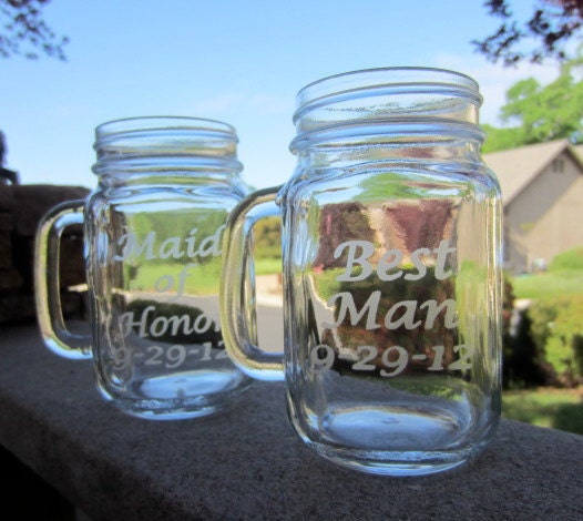 Mason Jar Mug, Wedding, Maid of Honor and Best Man