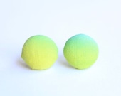 Handmade Button Earrings Yellow Green Ombre