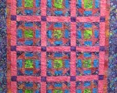 SALE - Girl Quilt - Lap Quilt - Batik in Pink and Purple