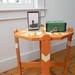 Bright Scandinavian style vintage inspired hand painted furniture reclaimed solid wood side table Upcycled