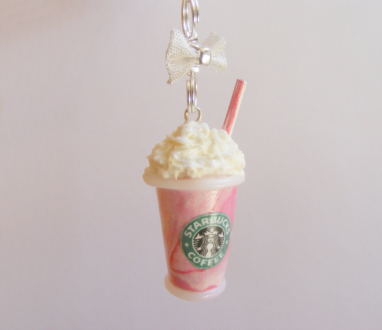 Scented or Unscented Starbucks inspired Strawberry Frappuccino Miniature Food Necklace Pendant - Miniature Food Jewelry
