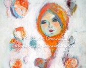 A4 Print Wall Art Decor Original Abstract Artwork Illustration Mixed Media Girl Woman Painting Digital Paper Glicee Australian Artist