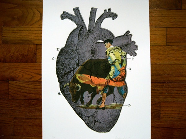 Screenprint, Heart and Matador (Grey)