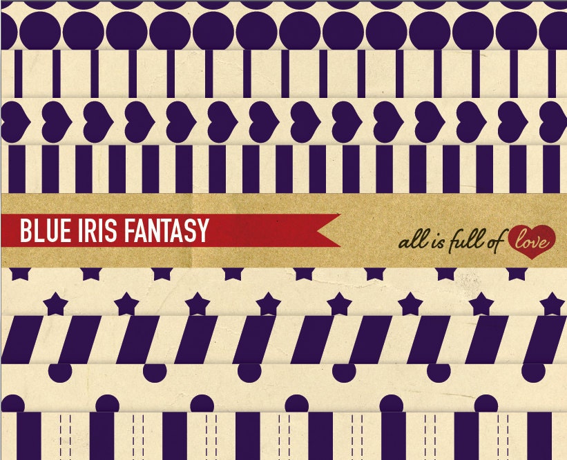 Digital Paper Pack Scrapbooking Backgrounds 8.5x11 Blue IRIS Fantasy