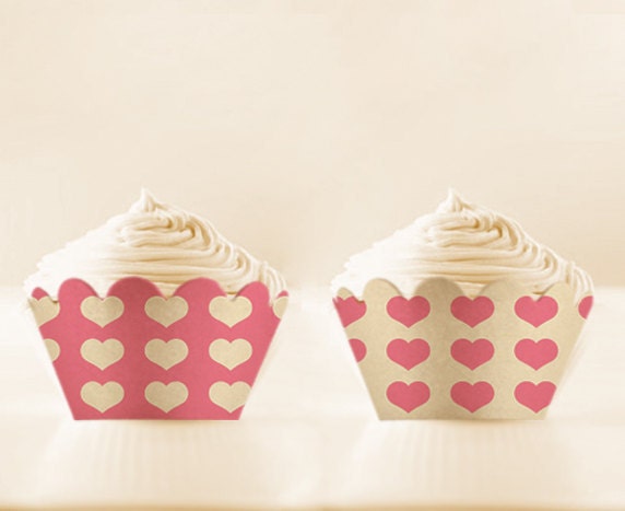 INSTANT DOWNLOAD Printable Cupcake Wrappers Pink DIY Cupcake Holders Mother's Day