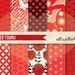 JAPANESE Digital Paper Pack Tsuru RED & BLACK Printable Scrapbooking Backgrounds Instant Download