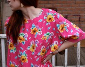 80s Pink Floral Blouse