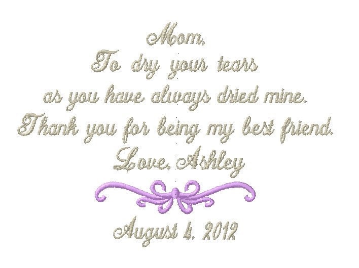 Mother of The Bride Handkerchief - MOB - Thank you for being my BEST FRIEND - Wedding - Weddings - Bridal Hanky - Hankie