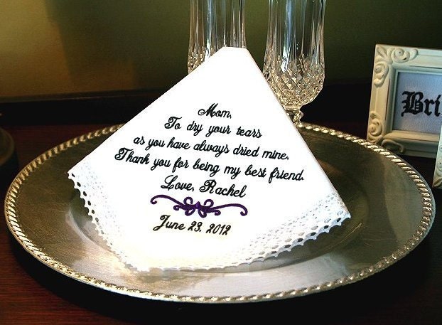 Mother of The Bride Handkerchief - MOB - Thank you for being my BEST FRIEND - Wedding - Weddings - Bridal Hanky - Hankie