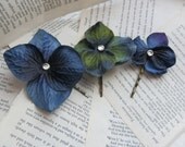 Marilynn - Beautiful Blue silk flower bobby pin set