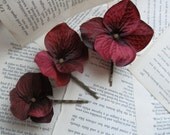 Laila - SALE Burgundy Red flower spring bobby pins hair clips set