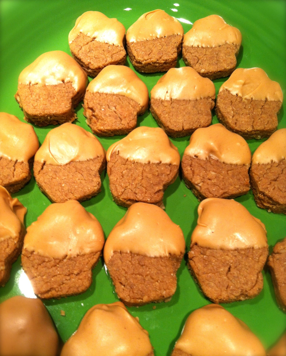 Mini Peanut Butter Paws Dipped in Peanut Butter for Dogs