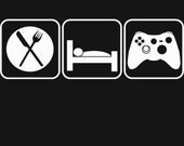 Eat Sleep Game T-Shirt Funny Video Games Geekery Geek Nerd Gamer Gaming Tee Shirt Tshirt Mens Womens Kids S-3XL